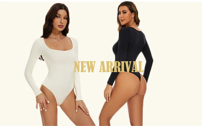 GUUDIA Ribbed Tummy Control Jumpsuit – Light Compression Daily Shaper Bodysuit with Open Crotch Shapewear Design