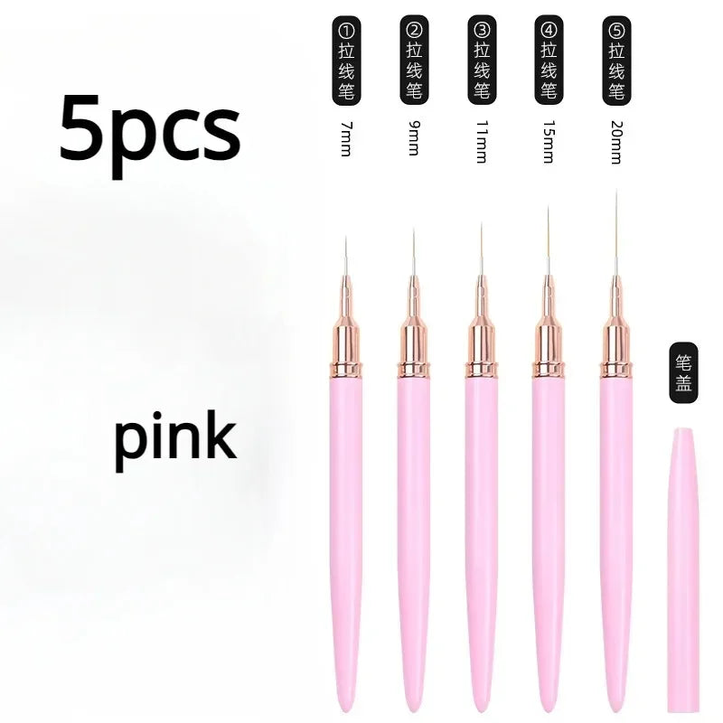 Nail Art Liner Brushes for Striping & Drawing – 6 to 25mm Design Pens, Professional Manicure Tools