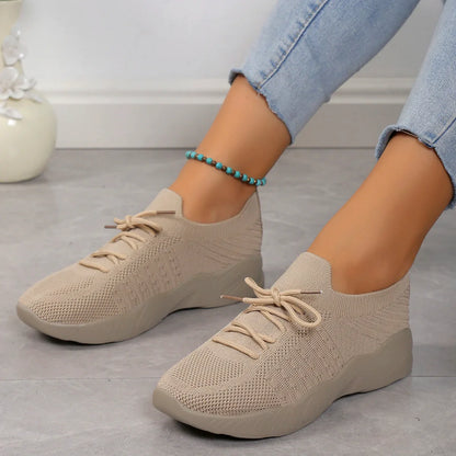 Summer Women’s Mesh Sneakers – Breathable Lace-Up Casual Shoes, Platform Sport Tennis Shoes