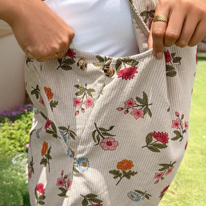 Women’s Maternity Jumpsuit – Casual Printed Pants with Adjustable Waist & Suspenders, Comfortable Pregnancy Shorts