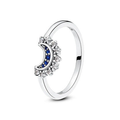 925 Sterling Silver Women’s Ring – Crown, Heart & Wishbone Design with Crystal, Rose Gold Engagement & Wedding Jewelry