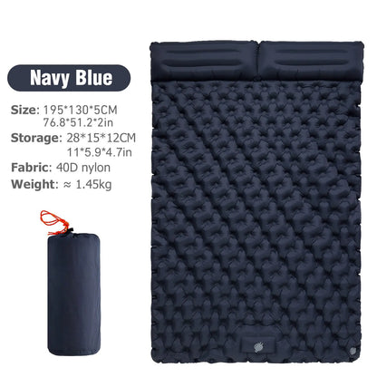 WESTTUNE Double Inflatable Air Mattress – Built-in Pillow Sleeping Pad for Camping, Travel, and Hiking