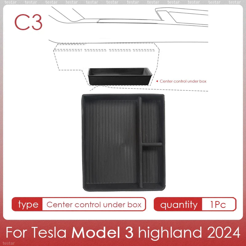 Tesla Model 3 Highland 2024 Center Console Storage Box – Armrest Organizer Accessory for Model 3 Stowing & Tidying