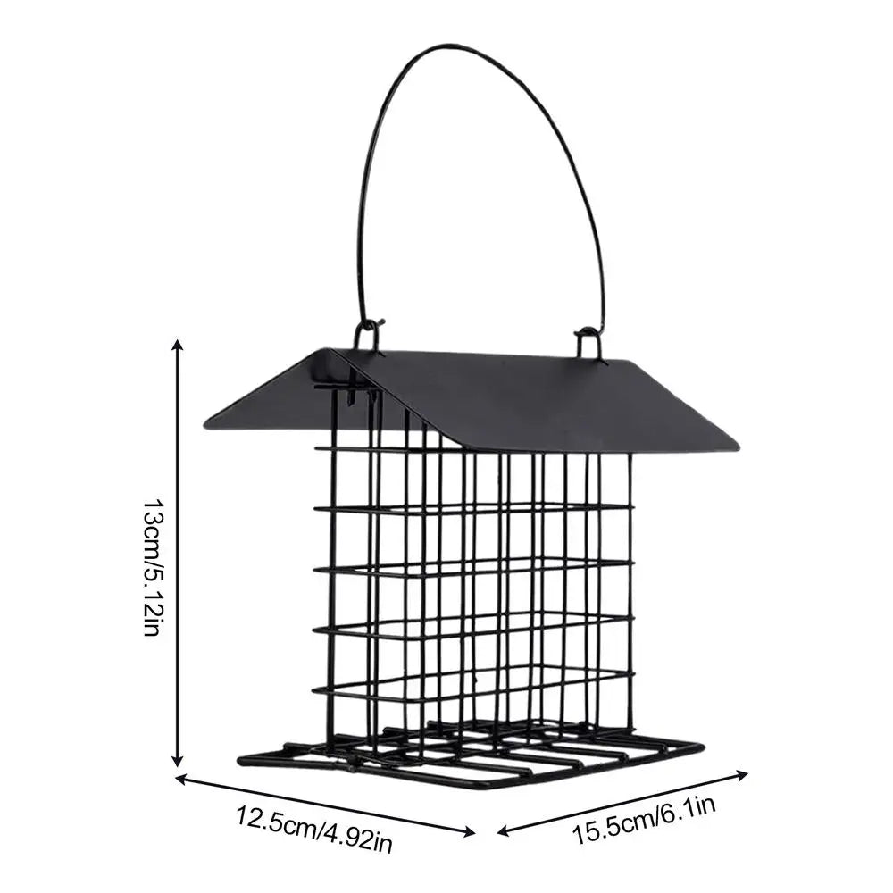 Outdoor Hanging Bird Feeder - Weatherproof Roof Bird Feeding Tray & Suet Feeding Station for All Bird Breeds