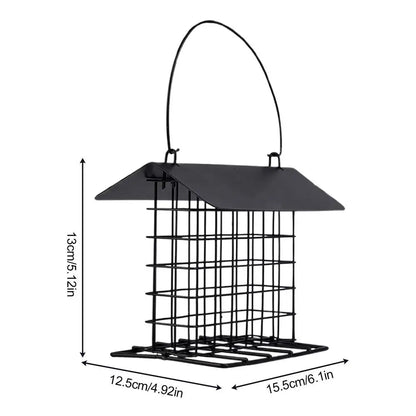 Outdoor Hanging Bird Feeder - Weatherproof Roof Bird Feeding Tray & Suet Feeding Station for All Bird Breeds