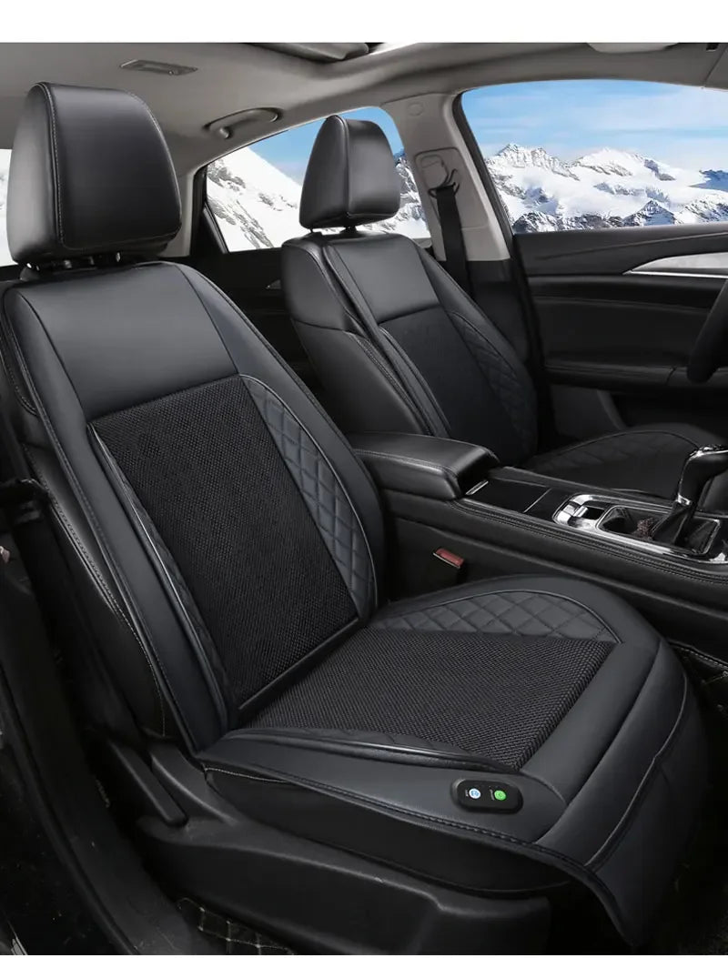 12/24V Car & Home Ventilation Massage Seat Cushion — Breathable Cooling & Heated Massage Pad