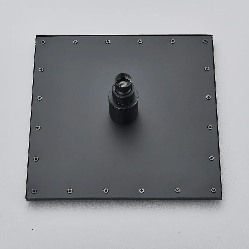 Black Ceiling Mounted LED Rainfall Shower Head – Intelligent Remote Control Concealed Waterfall Tap