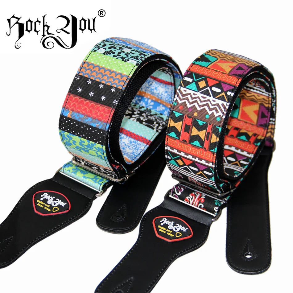 New High-Quality Cotton Guitar Strap – Adjustable Length, 6.2cm Wide for Acoustic & Electric Bass Guitars