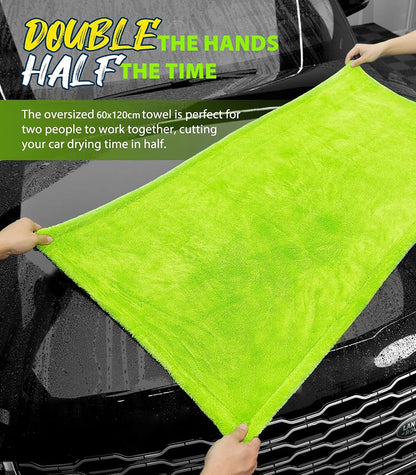 1400GSM Heavy Duty Car Drying Towel — 60x120cm Oversized Double-Sided Super Absorbent Scratch-Free Cleaning Cloth