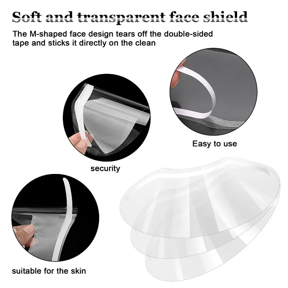 25/50pcs Disposable M-Shaped Clear Face Shields – Makeup, Shower, Barber Masks for Salon Use