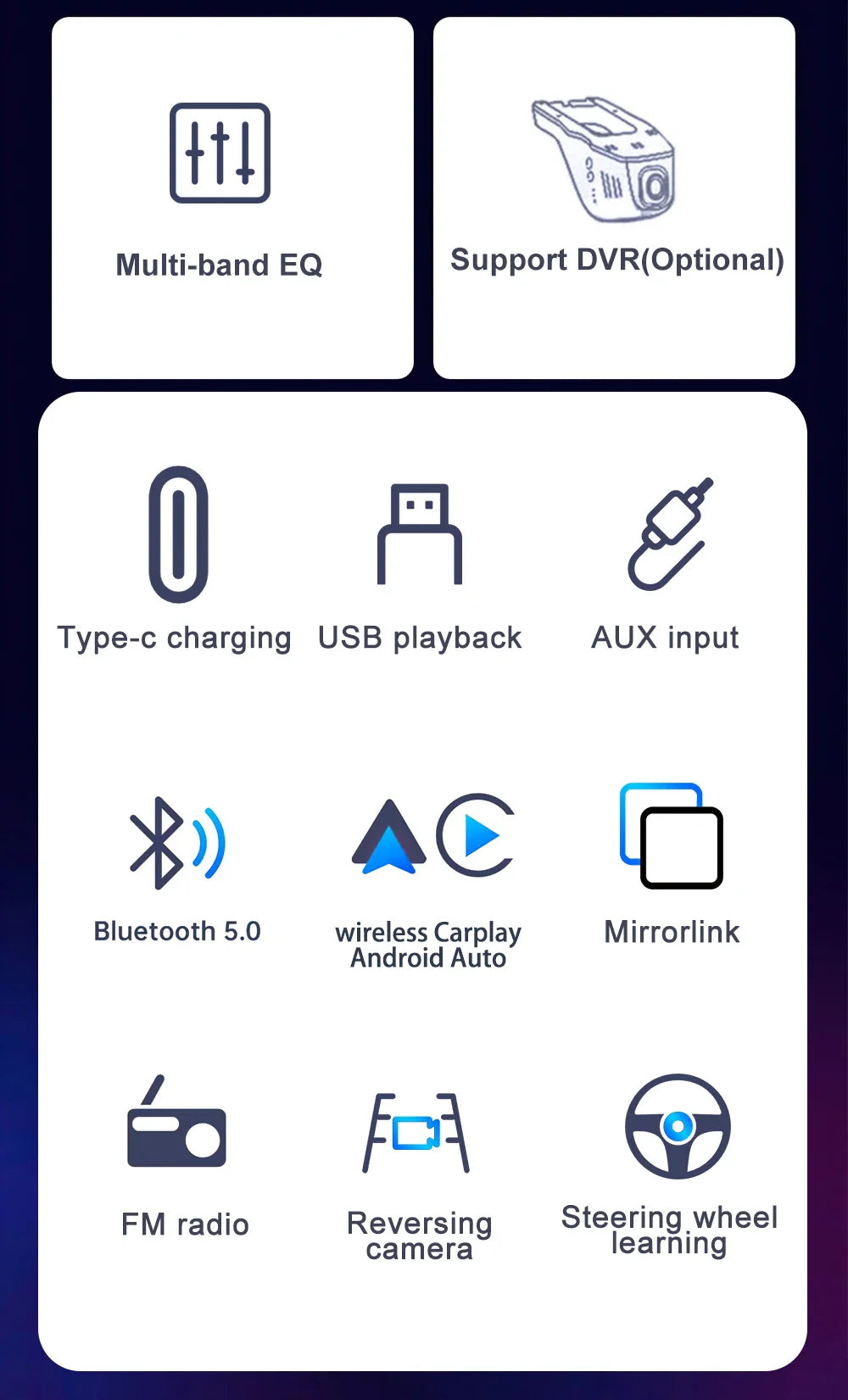 Universal 1DIN 6.9" Wireless CarPlay Android Auto – MP5 Multimedia Car Radio Stereo with TYPE-C Fast Charging