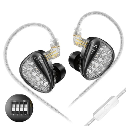 KZ ZA12 2DD+4BA Hybrid IEM Headphones – Wired In-Ear Monitor with Adjustable Tuning, HiFi Sound, Sports & Gaming Noise-Canceling Earphones