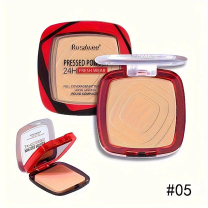 Full Coverage Pressed Powder Foundation – Matte, Oil-Control, Long-Lasting 24H Face Makeup with Puff Applicator