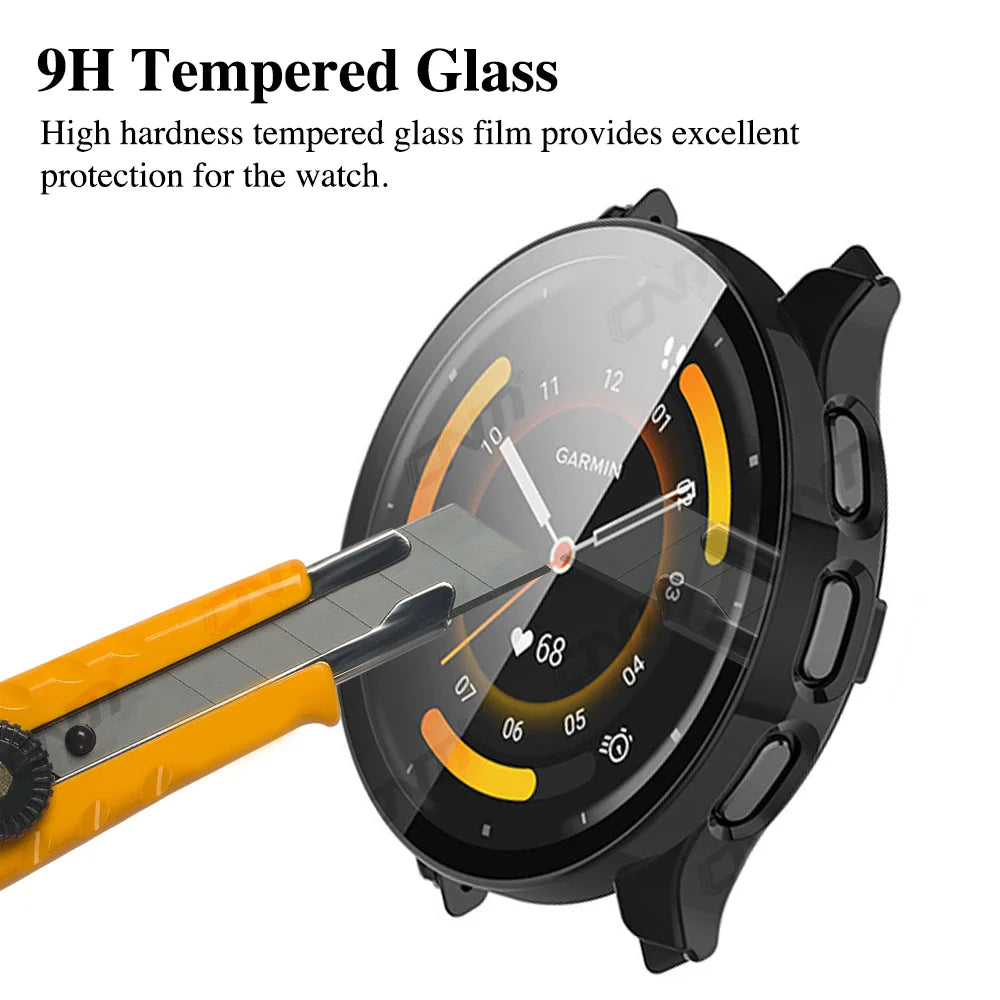 2-in-1 Tempered Glass Screen Protector + Hard Case for Garmin Venu 3/3S – Full Coverage Bumper Shell Accessory
