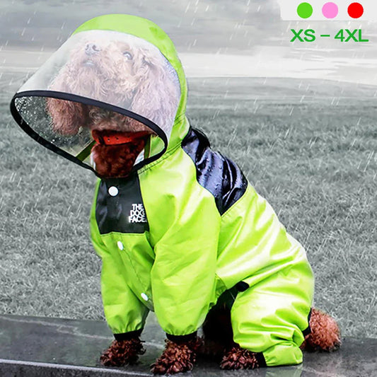 Waterproof Dog Raincoat – Dog Face Jumpsuit, Water-Resistant Jacket for Dogs, Pet Coat for All Weather