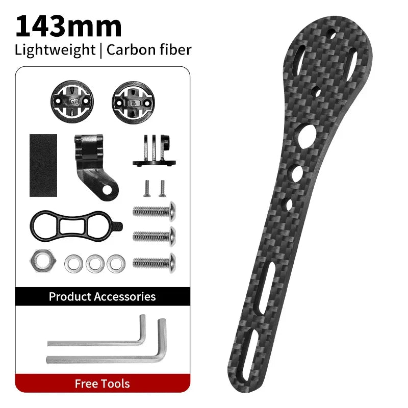 BUCKLOS Carbon Fiber Bike Computer Mount – 143mm/165mm Speedometer Holder for Garmin, Road & Mountain Bikes