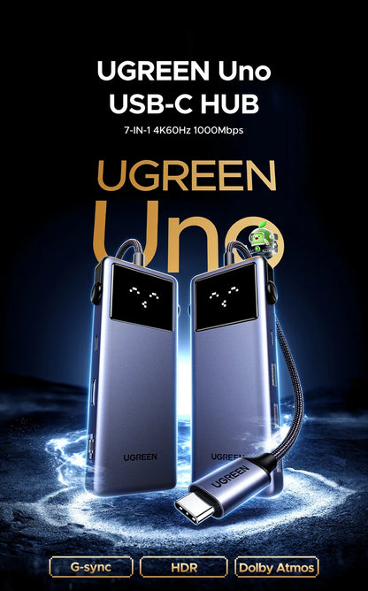 UGREEN 7-in-1 USB-C Hub – 4K HDMI, USB 3.0, RJ45 Gigabit Ethernet Docking Station for MacBook & Laptops