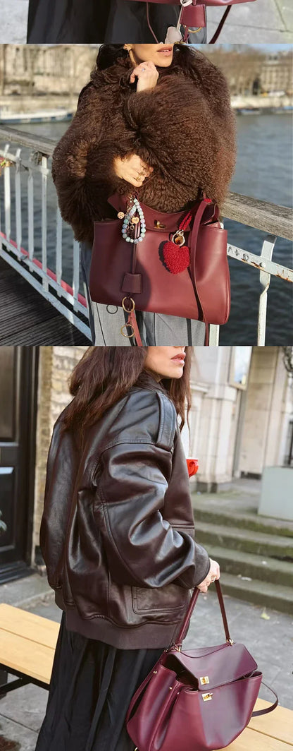 New Rodeobag Leather Kelly Bag — Women’s Large Capacity Fashion Handbag with Advanced Lock, High-End Underarm Bag