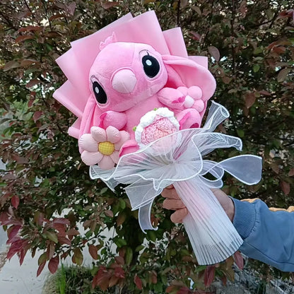 Lilo & Stitch Bouquet PVC Anime Stuffed Doll – Rose & Sunflower Gift for Birthday, Valentine’s & Christmas Day