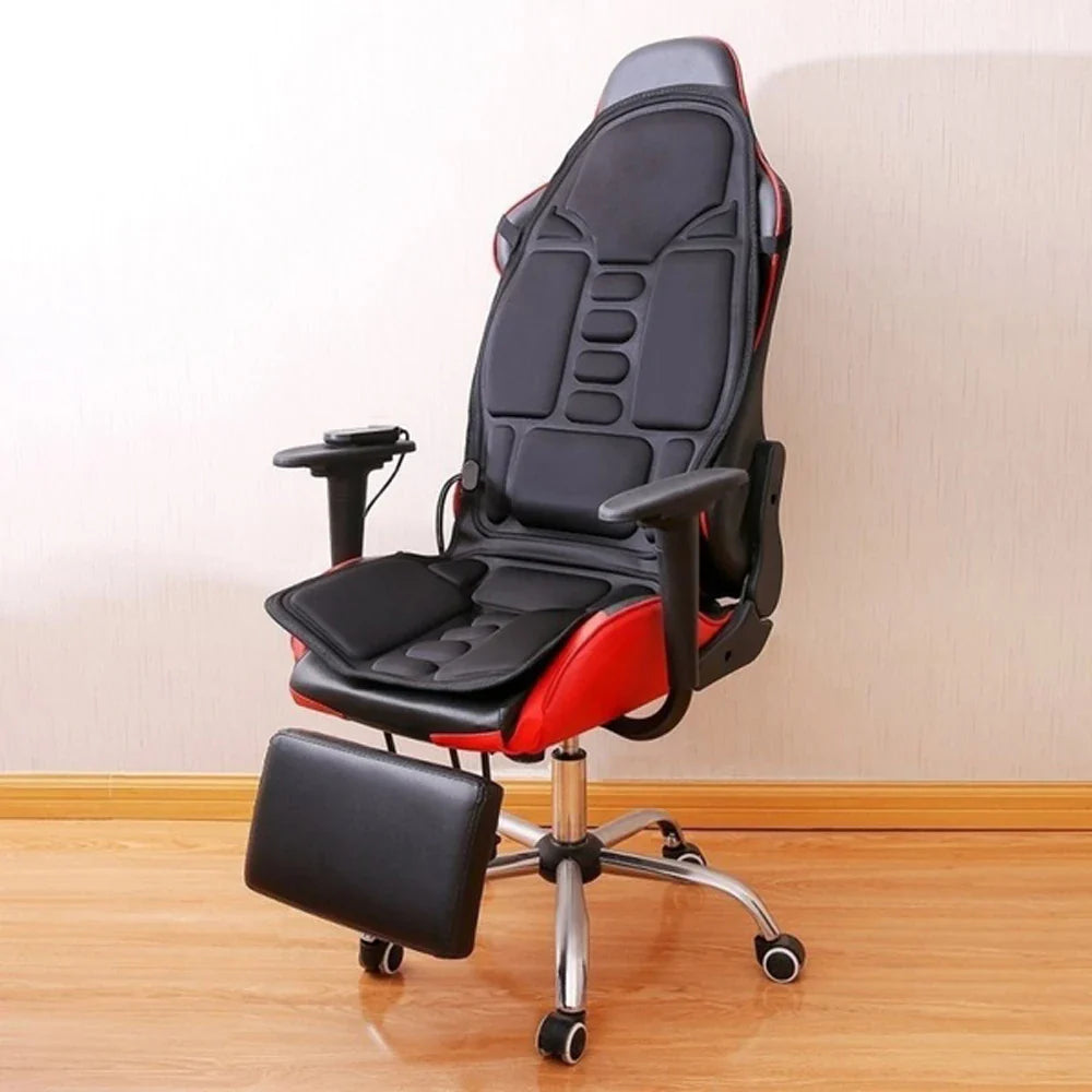 Car Electric Massage Chair Pad – Heating & Vibrating Back Massager Cushion for Home & Office Lumbar Pain Relief with Remote Control