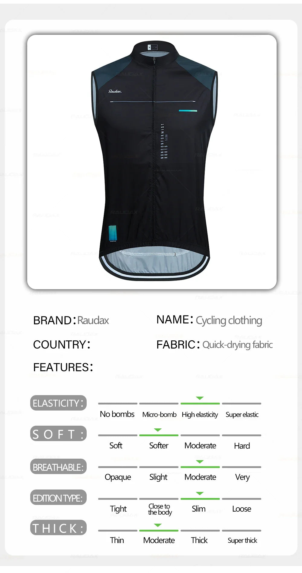 Raudax Men's Sleeveless Cycling Vest – Mesh Ciclismo Undershirt, Windproof Gilet for Cycling & Motorcycle
