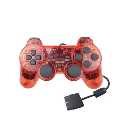 Transparent Wired Controller for PS2 – Dual Vibration Gamepad Joystick for PlayStation 2 Console