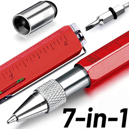 Multi-functional Capacitive Pen with Screwdriver, Spirit Level, Ballpoint Pen - Mobile Phone Screen Touch Gadget and Construction Tool