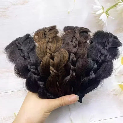 1pc Handmade Retro Wig Twist Headband for Women - Wide Fishbone Braids Hairband - Styling Headwear Accessory