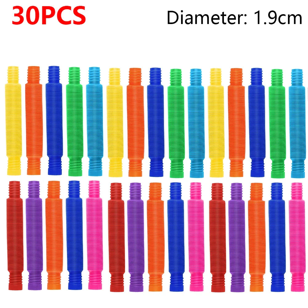 Colorful Telescopic Pop Tubes Fidget Toy Set (10–30PCS) – Sensory Stress Relief Toys for Adults & Kids