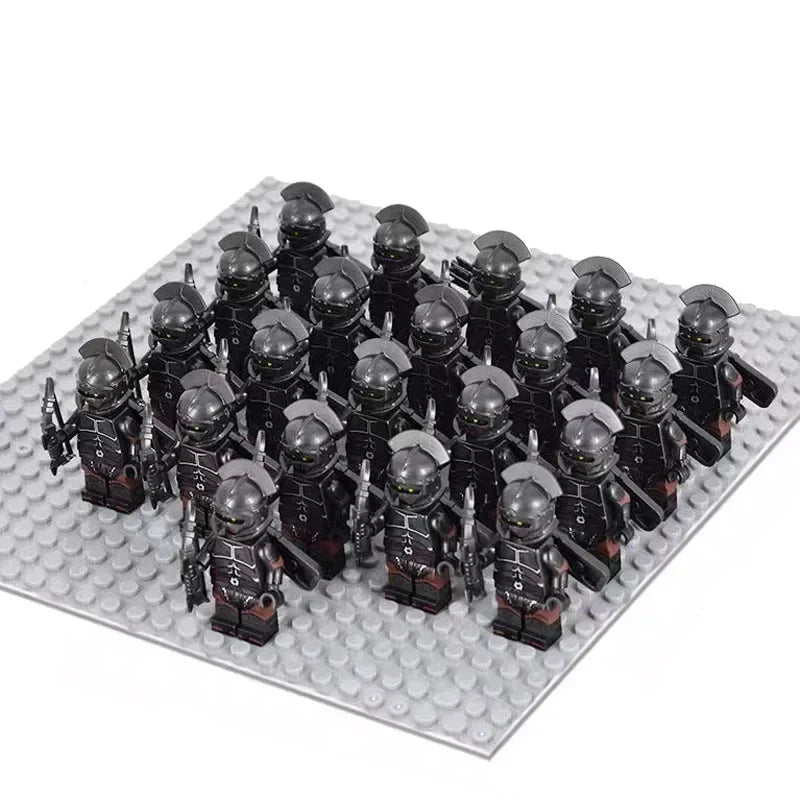 21PCS Medieval Fantasy Warrior Figures – Dwarf, Elf, Knight & Orc Building Brick Toys