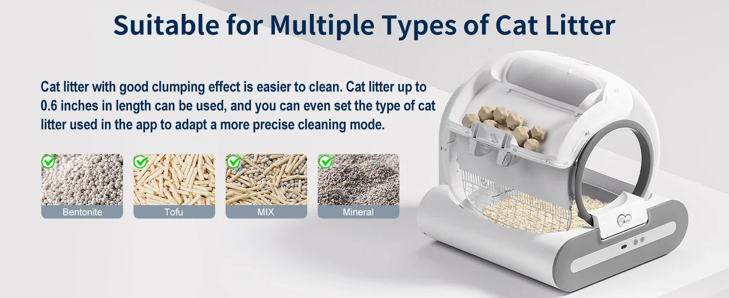 DOEL Automatic Self-Cleaning Cat Litter Box – App-Controlled Smart Toilet with Litter Mat for Multiple Large Cats