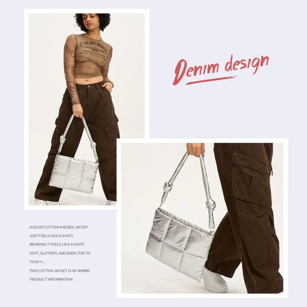 Trendy Puffy Cotton Laptop Bag 14 Inch — Waterproof, Shockproof Sleeve with Shoulder Strap for MacBook, Lenovo, Huawei