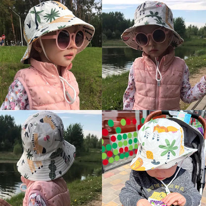 Summer Panama Baby Sun Hat – Cartoon Fisherman Bucket Hat for Kids & Toddlers, UV Protection Outdoor Bonnet for Boys & Girls (Autumn & Summer Wear)