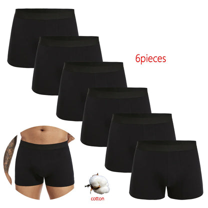 6-Pack Men’s Black Boxer Shorts – Soft Breathable Cotton Underwear Set, Comfortable Everyday Male Boxers Briefs 2024 Style