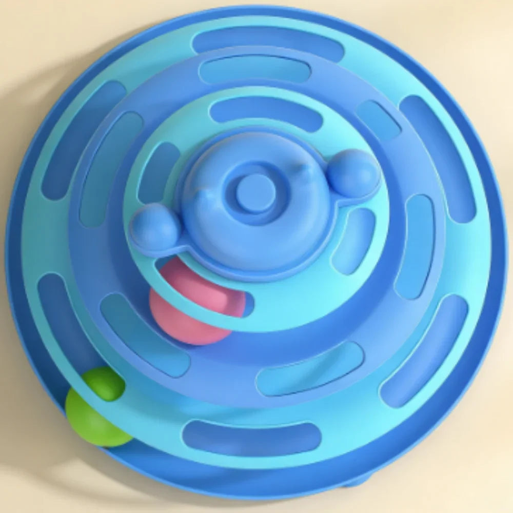 4-Layer Feather Cat Turntable - Interactive Ball & Playing Stick Toy for Cats