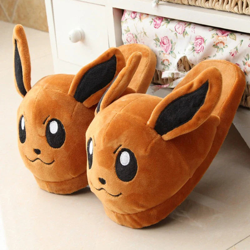 Anime Pokémon Plush Slippers – Pikachu, Gengar & Snorlax Cotton Indoor Shoes for Women, Autumn/Winter