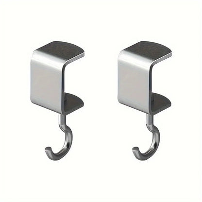 2PCS 360° Rotatable Steel Table Hooks | Detachable Non-Destructive Installation for Office & Dorm Desks