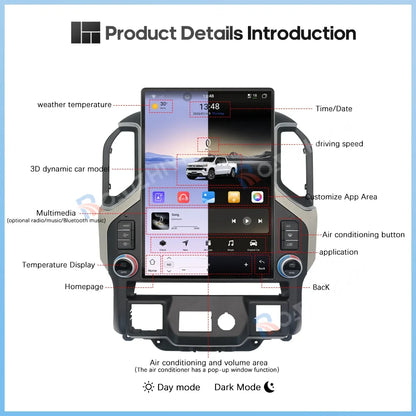 15.6" Car Multimedia Player - GPS Navigation, CarPlay, Android Auto, 4G & WiFi for Chevrolet Silverado & GMC Sierra 2019-2023