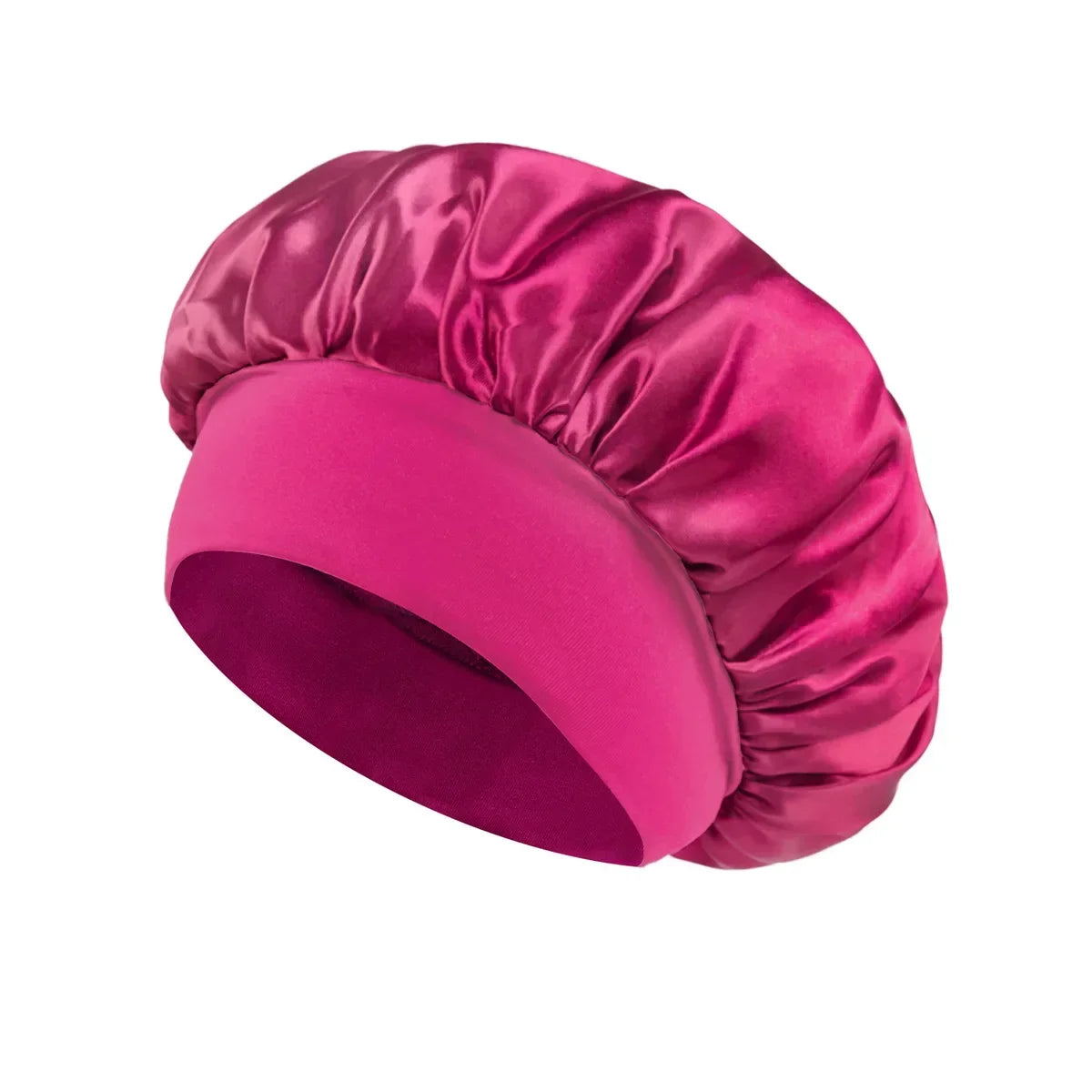 Women’s Satin Hair Bonnet – Solid Silk Sleeping Cap with Wide Brim and Elastic Soft Band for Hair Care