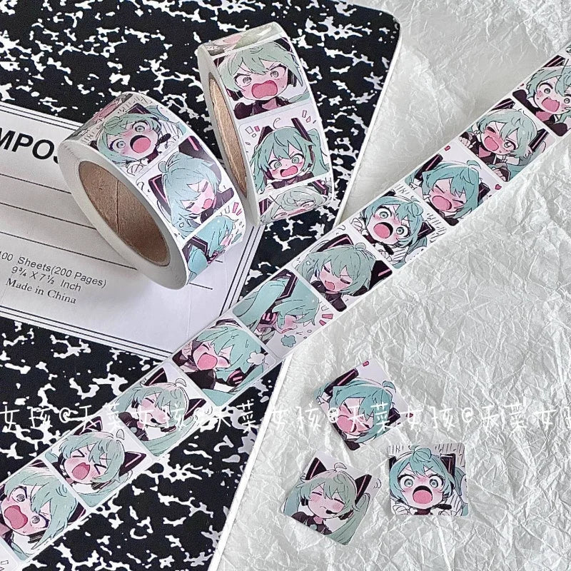500pcs Hatsune Miku Stickers — 2.5cm Round Cartoon Labels, DIY Craft, Kids Gift & Decoration Supplies