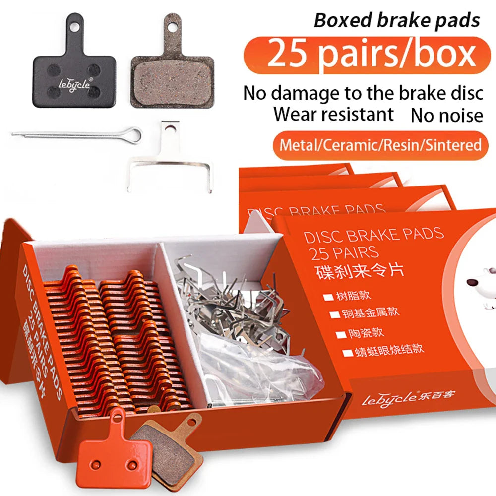 25 Pairs MTB Bicycle Disc Brake Pads - Resin, Metal, Ceramic for Shimano, SRAM, AVID, ZOOM B01S Universal Hydraulic Brakes