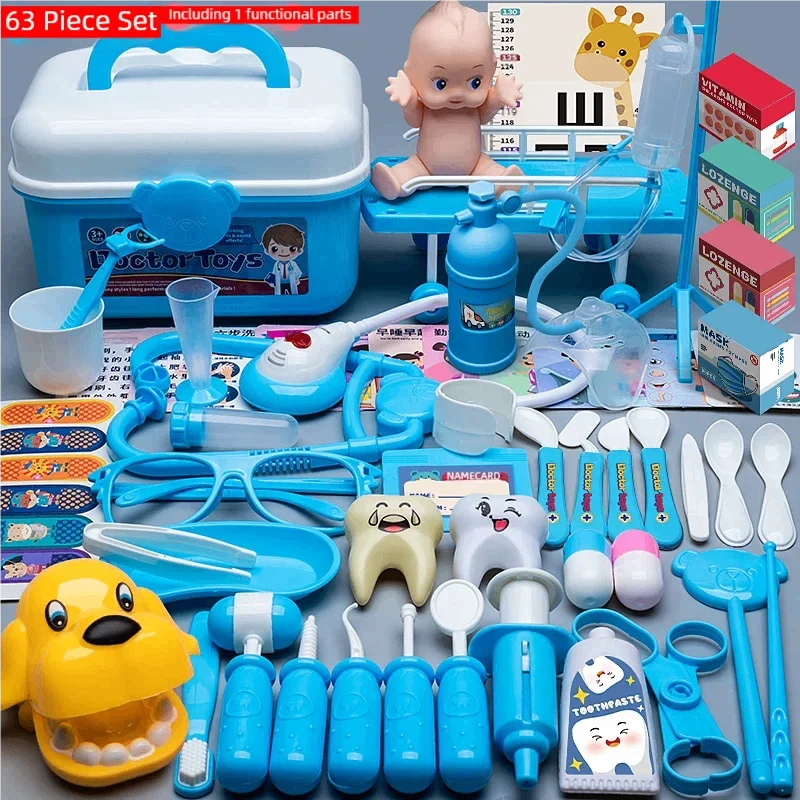 WizKidz Doctor Nurse Role Play Set - Medical Tools with Stethoscope & Injectors, Pretend Play Trolley Box, Ideal Gift for Kids