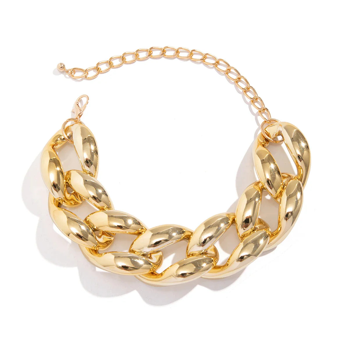 Exaggerated Plastic CCB Chunky Chain Necklace – Vintage Goth Twisted Lock, Thick Choker, Grunge Jewelry for Women & Men, Steampunk Style