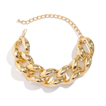 Exaggerated Plastic CCB Chunky Chain Necklace – Vintage Goth Twisted Lock, Thick Choker, Grunge Jewelry for Women & Men, Steampunk Style