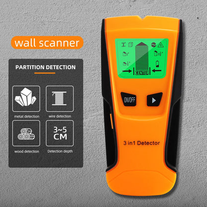 3-in-1 Wall Metal Detector – Professional Deep Scan for Metal, Wood Studs, AC Voltage & Live Wires