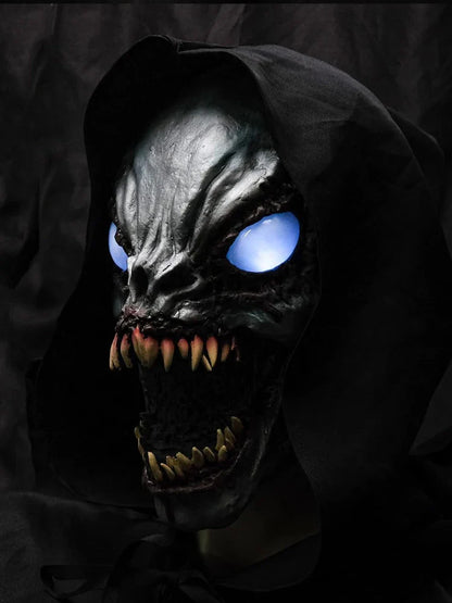 Halloween Demon Latex Mask – Scary Exorcist Smile White Eyes Costume & Party Accessory