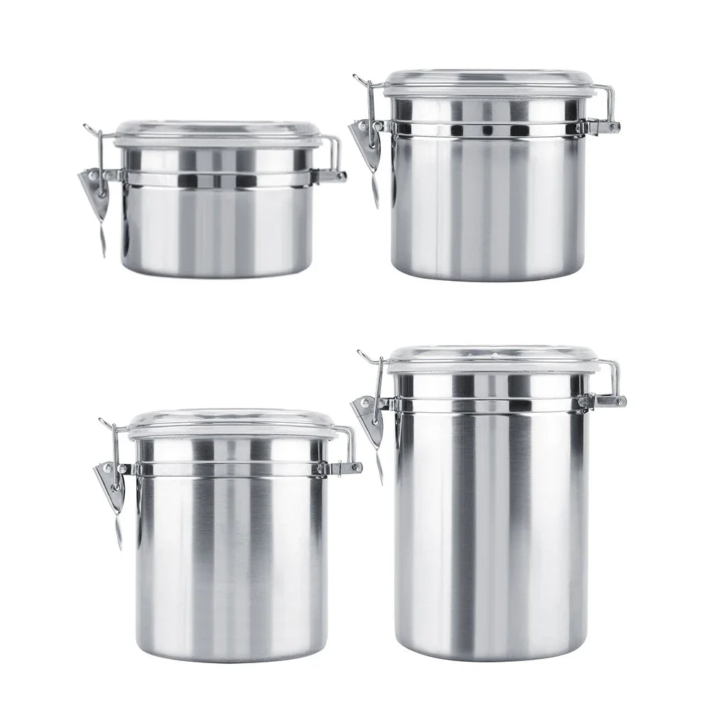 Stainless Steel Vacuum-Sealed Coffee Container – Beans Storage Jar for Home & Kitchen, 800-1800ml Options