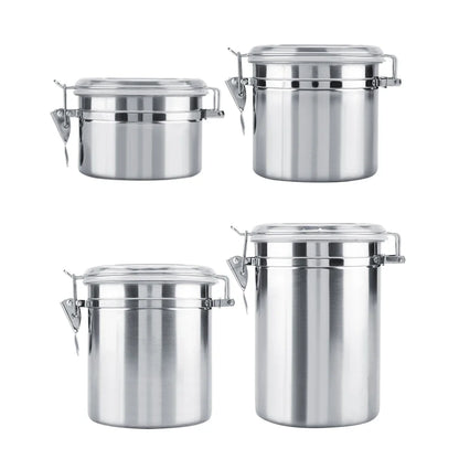 Stainless Steel Vacuum-Sealed Coffee Container – Beans Storage Jar for Home & Kitchen, 800-1800ml Options