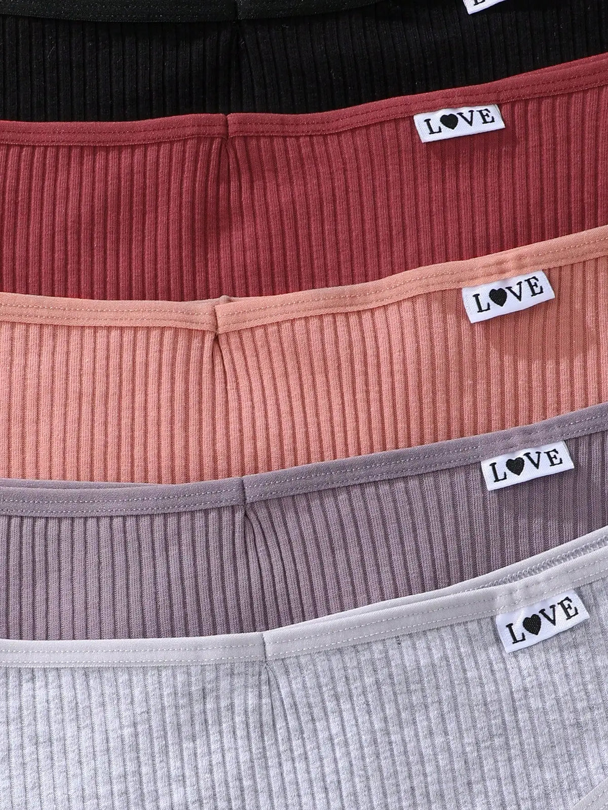 Women's Printed Low Waist Panties - 5-Piece Pack High Elasticity Cute Letter Design Underwear