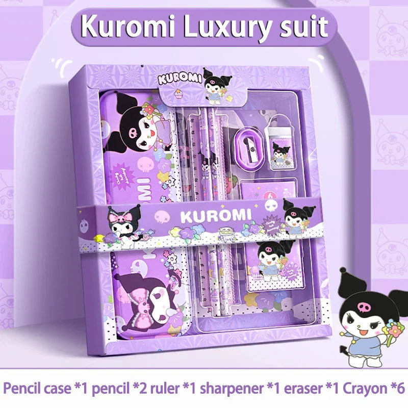 Sanrio Kawaii Stationery Gift Box – 12-Piece School Supplies Set with Kuromi, My Melody & Cinnamoroll for Girls